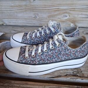 Converse Floral Low Top Sneakers in White and Multicolor